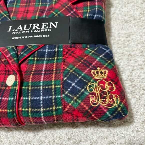 NWT Lauren Ralph Lauren Red and Green Plaid Women’s Pajama Set size Large - Picture 3 of 7